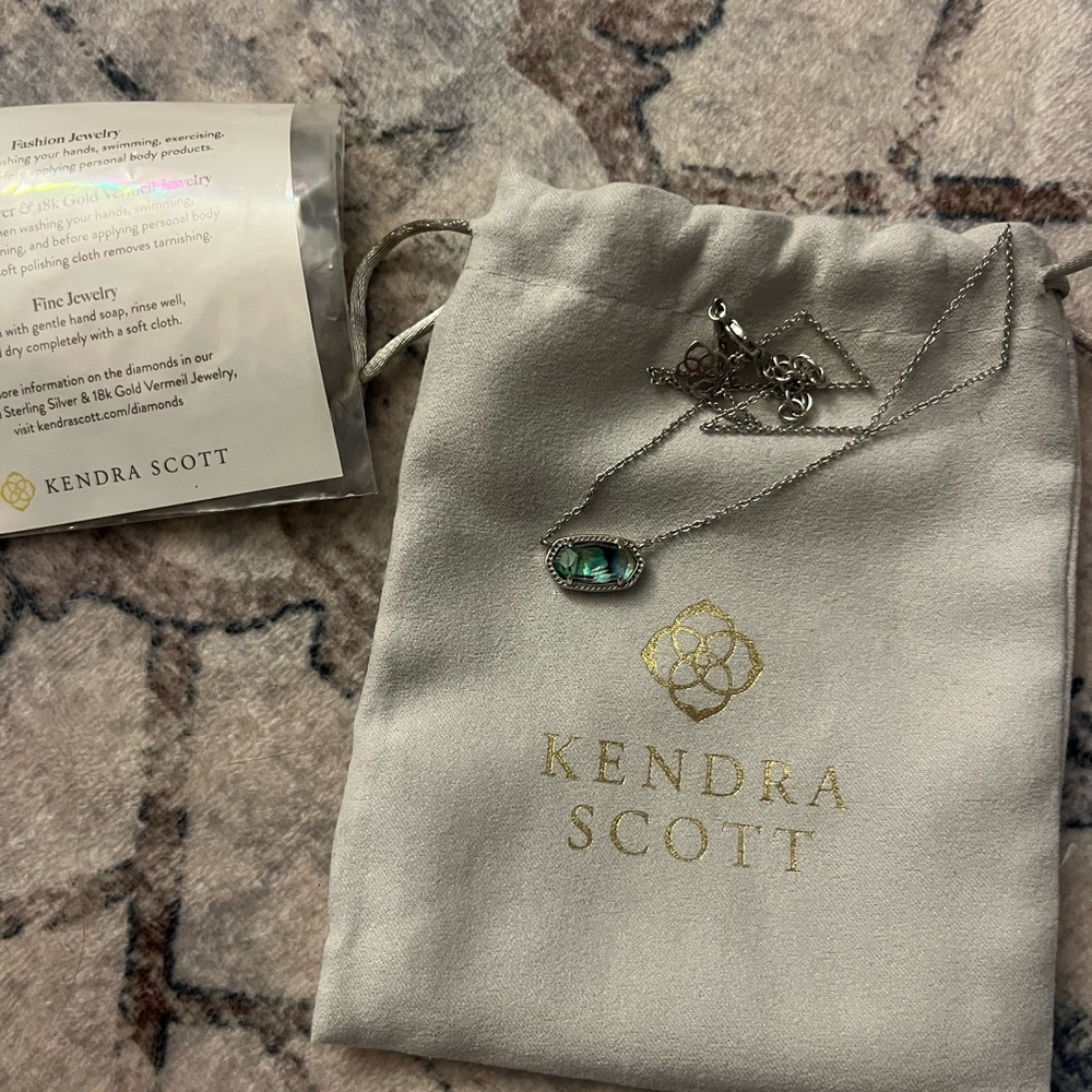 Kendra Scott Silver Necklace with Teal Pendant